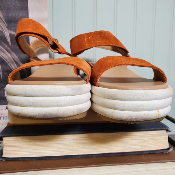 SOREL Cameron Flatform Suede Sports Sandals-Desert Sun & Chalk- Women’s Size 8.5 - Picture 3 of 12